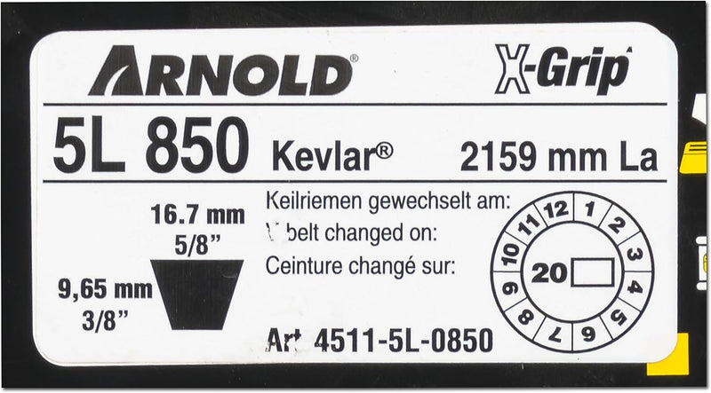 ARNOLD - X-Grip Keilriemen, 5L850; 4511-5L-0850