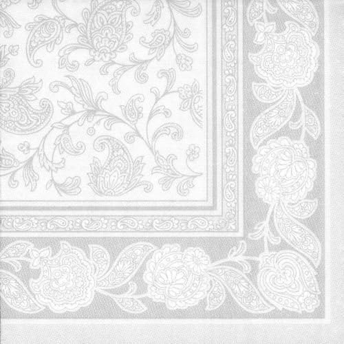 Premium Servietten "ROYAL Collection" 1/4-Falz 40 cm x 40 cm weiss "Ornaments" für Hochzeitsfeier. M