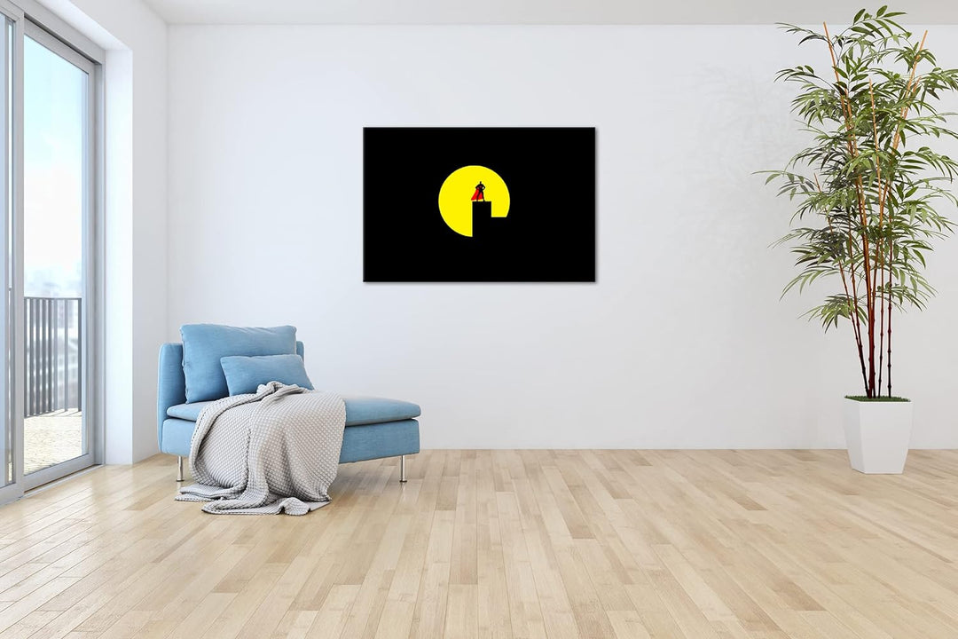 Superheld in der Nacht Format: 80x60 als Leinwandbild, Motiv fertig gerahmt auf Echtholzrahmen, Hoch