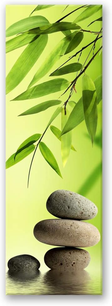 Wandbild Zen Steine Modern Deko Kunst Bilder Grün 30x90 cm Deko Paneel 30x90 cm Grün_B, Deko Paneel