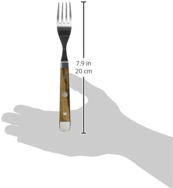GÜDE Solingen - Tafelgabel geschmiedet, 9 cm, Olivenholz, ALPHA OLIVE, Doppelkropf, Handmade Germany
