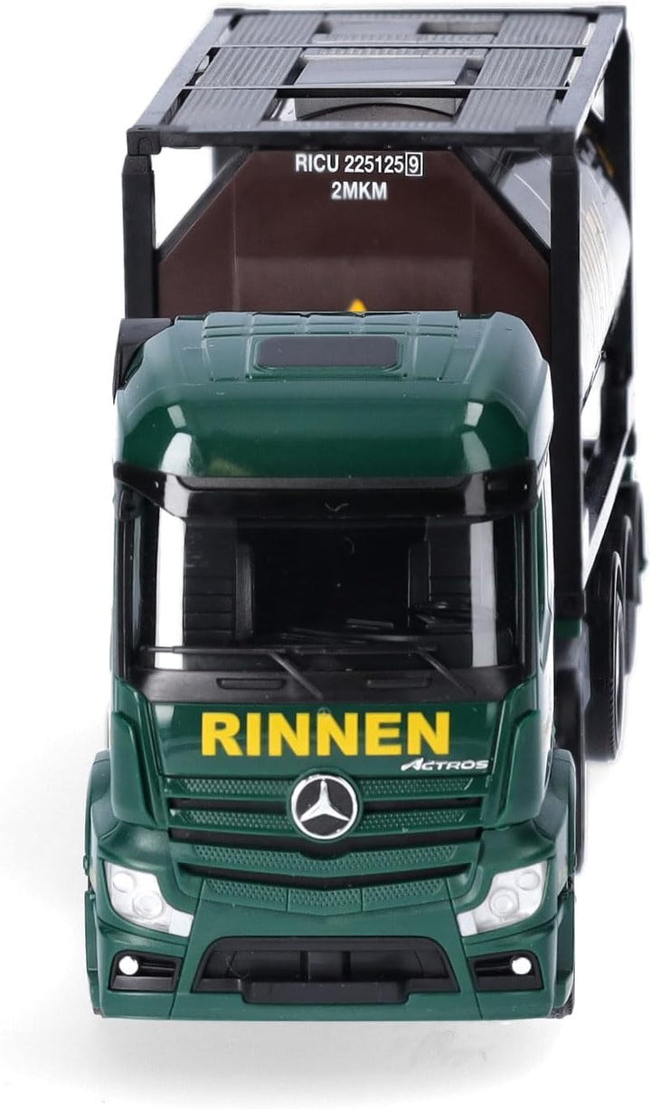 herpa LKW Modell Mercedes-Benz Actros 18 Streamspace 2.3 Tankcontainer-Sattelzug Rinnen, Miniatur im