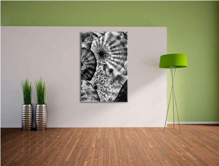 Monocrome, bunte Quallen, Format: 100x70 auf Leinwand, XXL riesige Bilder fertig gerahmt mit Keilrah