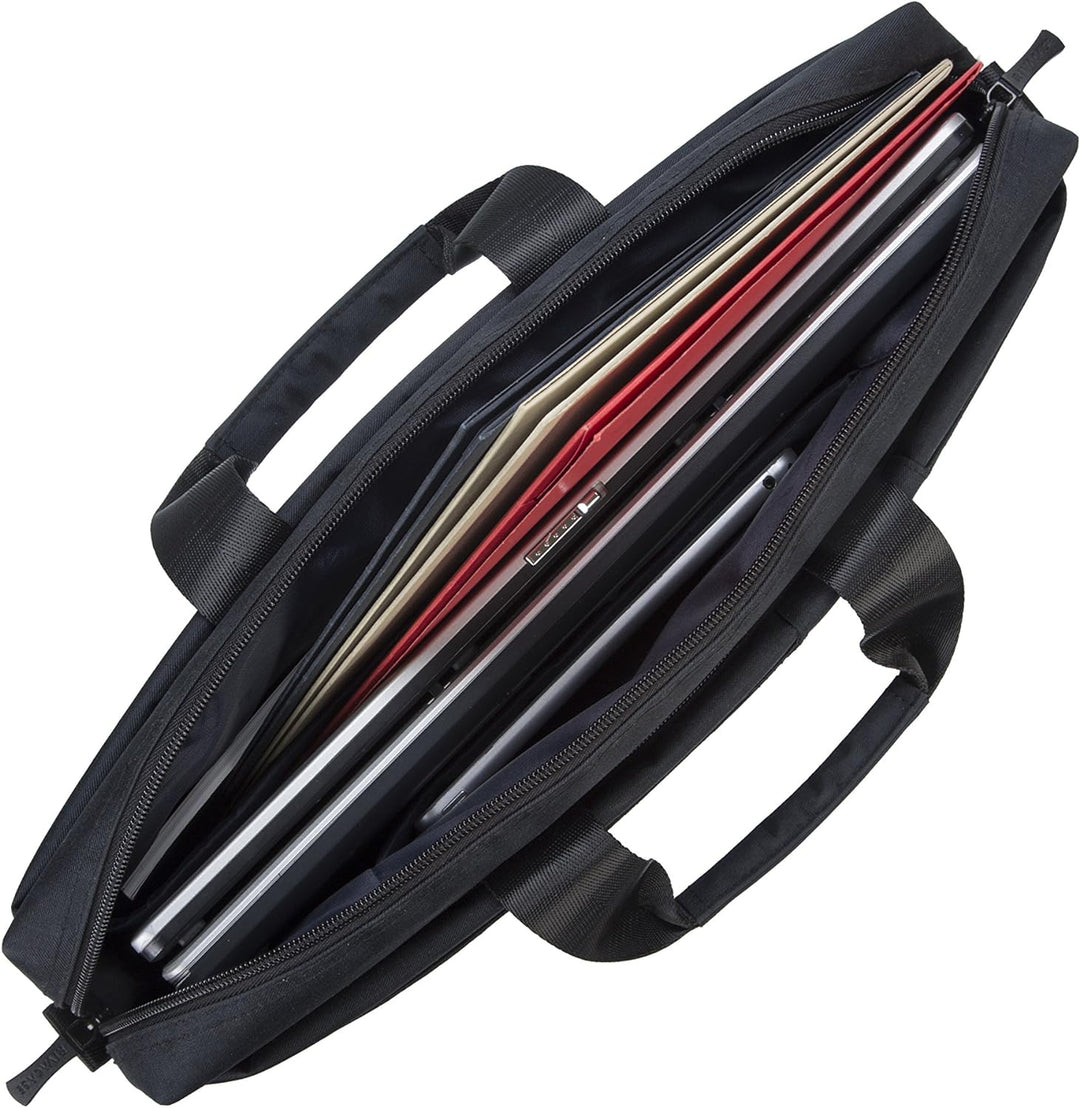 Rivacase Notebooktasche bis 15,6 Zoll – Modische Schultertasche mit Aussenfächern für notwendiges Zu