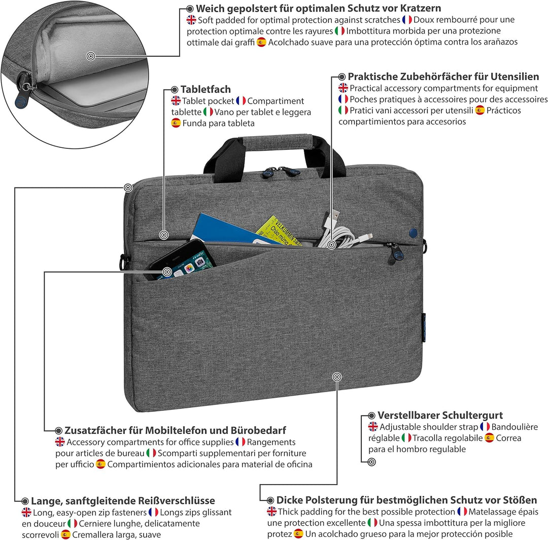 PEDEA Laptoptasche Fashion Notebook-Tasche Umhängetasche mit Schultergurt inkl. Notebookschloss 13,3