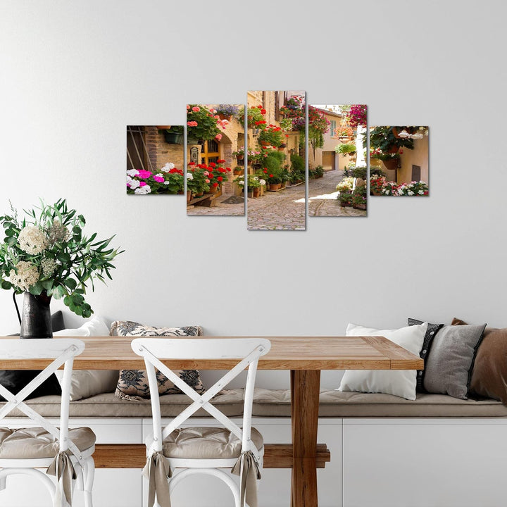 Runa Art Wandbilder Mediterran Italien 5 Teilig Bild auf Vlies Leinwand Deko Wohnzimmer Schlafzimmer