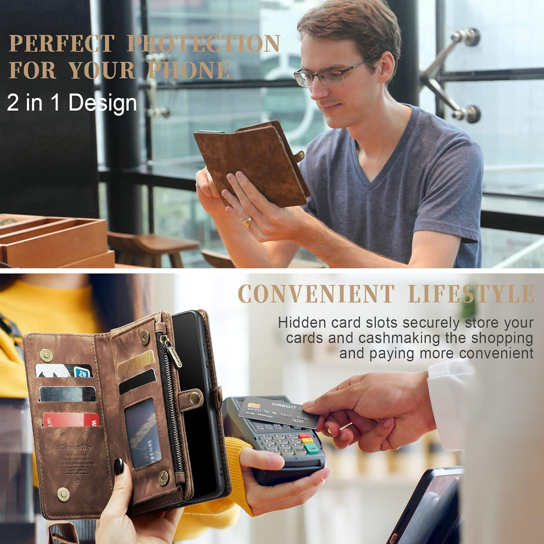 UFinetech 2-in-1 Samsung Galaxy S20 Hülle Tasche Handy Leder TPU Flip Magnetisch Kartenfach Ständer