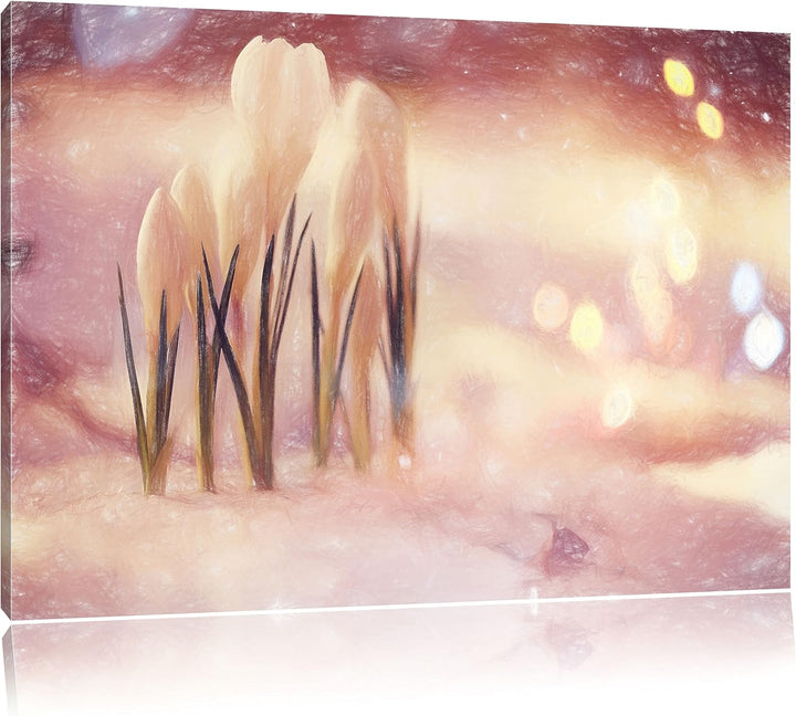 Pixxprint Schneeglöckchen im Frühjahr als Leinwandbild/Grösse: 100x70 / Wandbild/Kunstdruck/fertig b