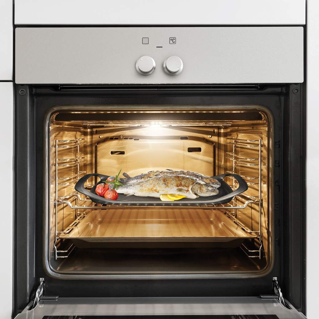 Tescoma 605068 Grillpfanne 42 x 28 cm SmartCLICK, Schwarz gewellt, gewellt