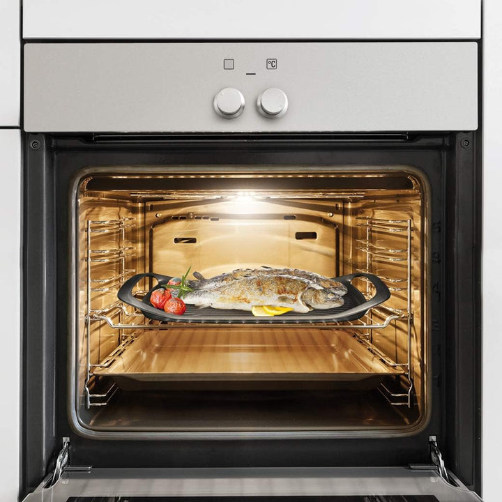 Tescoma 605068 Grillpfanne 42 x 28 cm SmartCLICK, Schwarz gewellt, gewellt