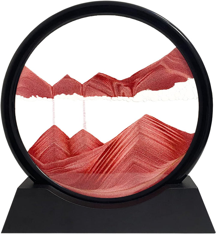 Dynamisch 3D Sandbilder zum Drehen, Fliessende Sandmalerei runder Glas Rahmen, Bewegtes Sandbild Nat