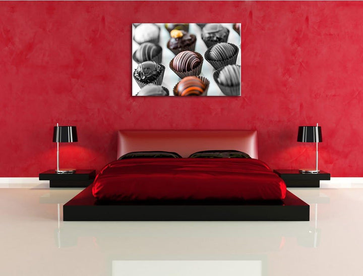 Bezaubernde Pralinen schwarz/weiss Format: 100x70 cm auf Leinwand, XXL riesige Bilder fertig gerahmt