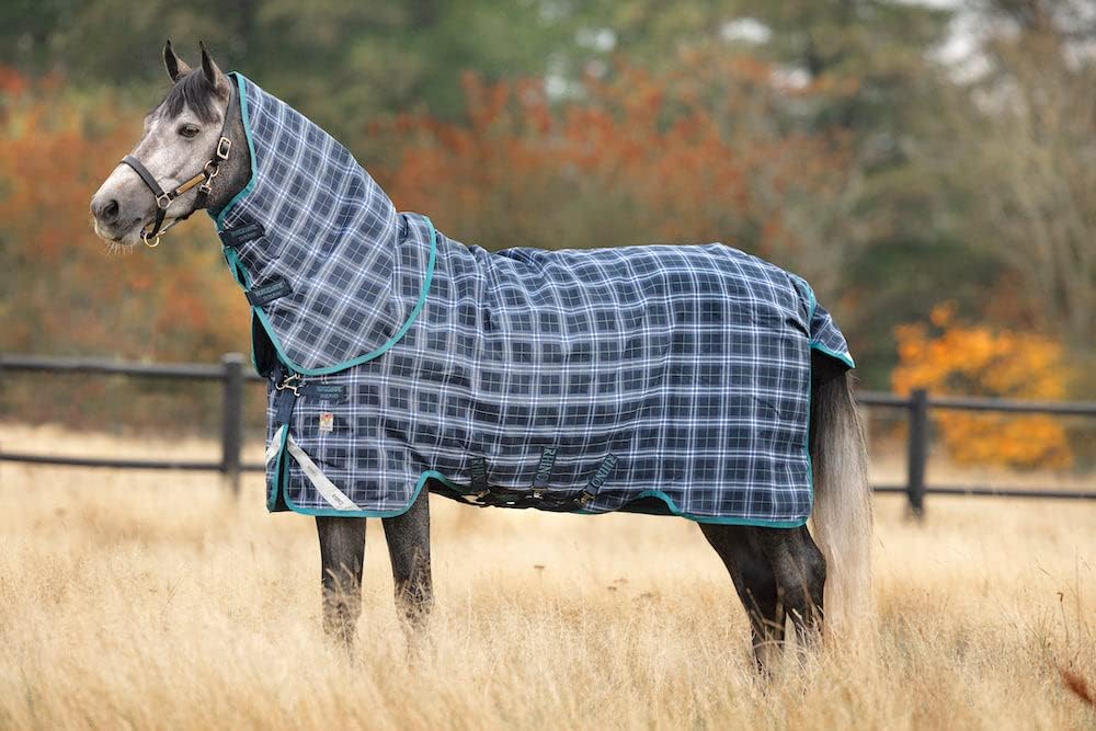 Horseware Rhino Plus Turnout Medium 250g, Grösse:115 cm / 5'6, Farbe:Navy Check 115 cm / 5'6 Navy Ch