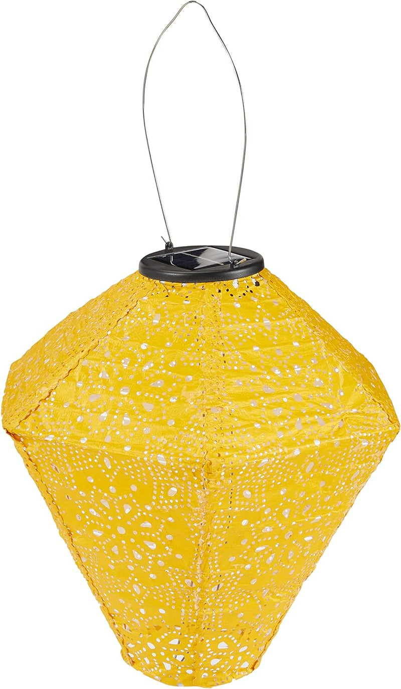 Lights4fun LED Solar Lampion Diamant Tyvek Marokkanische Laterne Aussenbereich