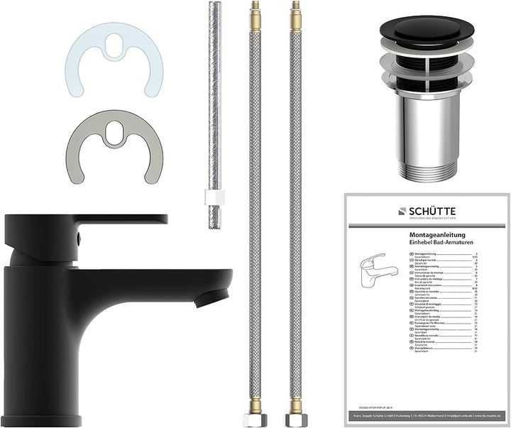 SCHÜTTE 44106 DENVER Waschtischarmatur, Mischbatterie mit Pop-Up Ventil, Einhebelmischer Badezimmer,