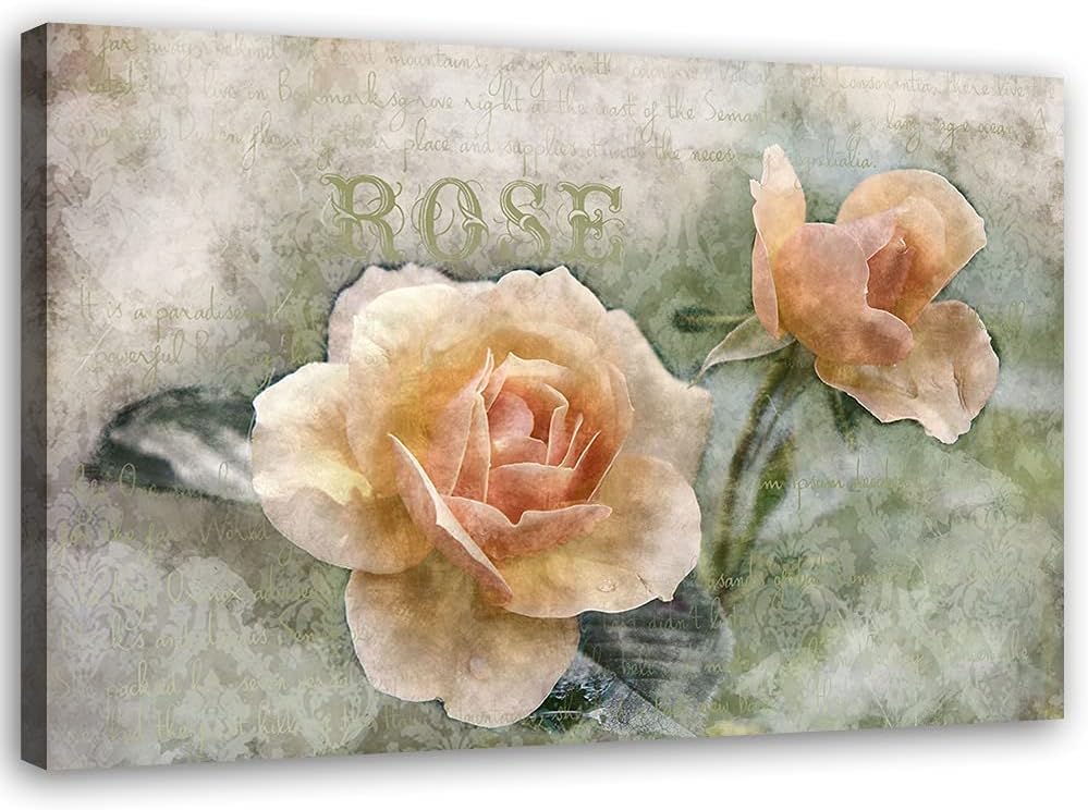 Feeby Bild auf Vlies Leinwand Rose Inschrift Zusammenfassung 90x60 cm Kunstdruck Modern Wandbilder D