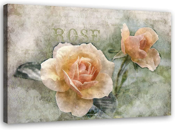 Feeby Bild auf Vlies Leinwand Rose Inschrift Zusammenfassung 90x60 cm Kunstdruck Modern Wandbilder D