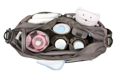 Lässig Basic Shoulder Bag Wickeltasche/Babytasche inkl. Wickelzubehör, grau Daisy Mid Grey, Daisy Mi
