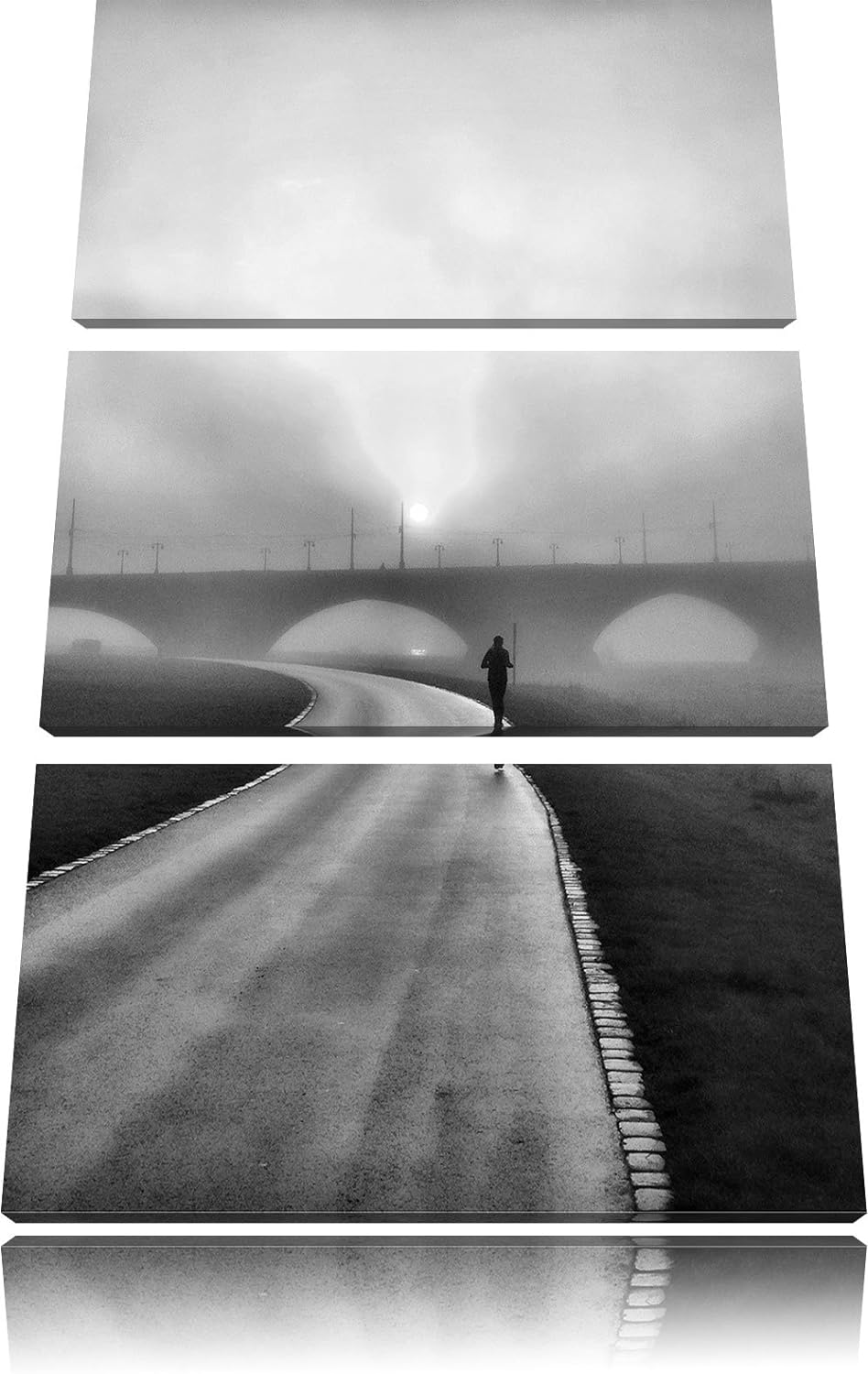 Pixxprint Läufer im Morgengrauen als Leinwandbild/Grösse: 3 Teilig (120x80) / Wandbild/Kunstdruck/fe