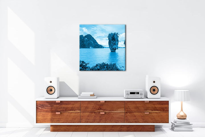 deyoli exotische Inseln in Thailand Format: 40x40 Effekt: Monocrome Blau als Leinwand, Motiv fertig