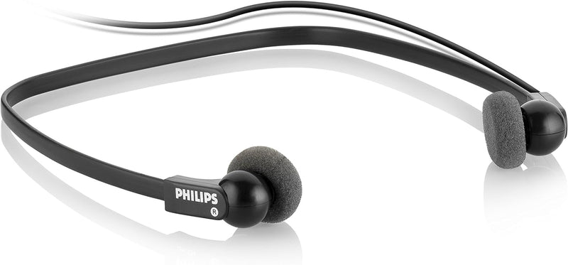 Philips LFH0234/22 Wiedergabe-Kopfhörer, Stereo-Unterkinn-Kopfhörer mit Pegelbegrenzung Diktier- und