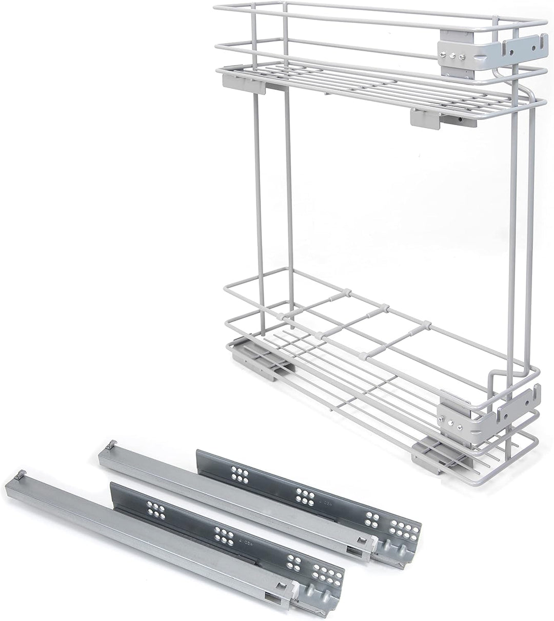 Emuca - Flaschenregal seitlich ausziehbar Supra mit sanftem Schliessen, Modul 150mm, Grau metallic,