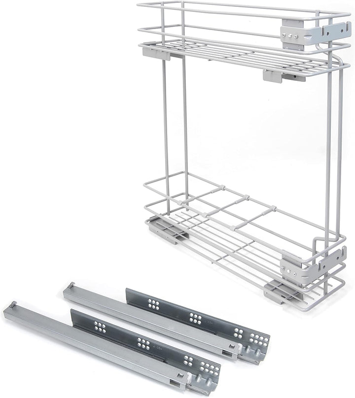 Emuca - Flaschenregal seitlich ausziehbar Supra mit sanftem Schliessen, Modul 150mm, Grau metallic,