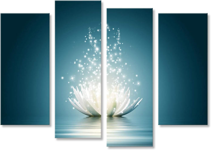 islandburner, Bild auf Leinwand Magische Lotusblume Wandbild Poster Leinwandbild 130x80 4-teilig, 13