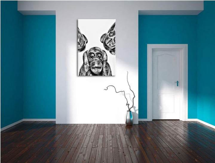 Pixxprint hören Nichts sehen Nichts Sagen als Leinwandbild/Grösse: 100x70 / Wandbild/Kunstdruck/fert