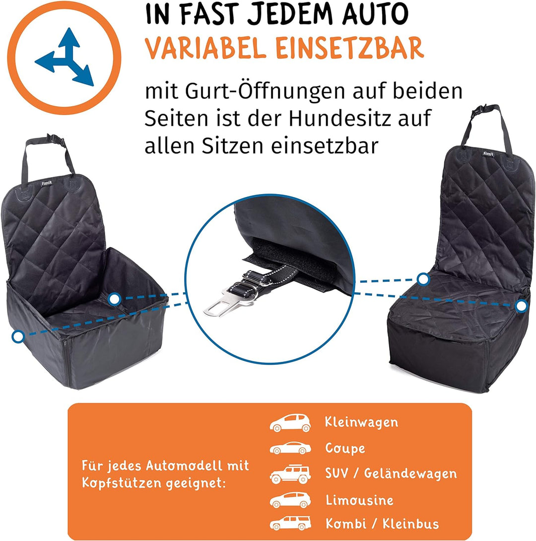 Floxik Hunde Autositz - Premium Hunde Autositzbezug für jedes Auto - Hundesitz Vordersitz Hund wasse