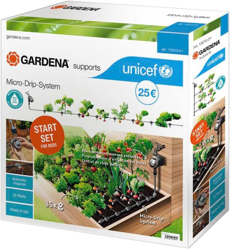 Gardena Micro-Drip-System Start Set Beet automatic zugunsten von UNICEF: Wassersparende Wurzelbewäss