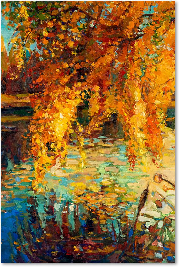 Bild auf Leinwand Herbst Kunstdruck modern Gemälde Orange 60x90 cm Leinwandbild 60x90 cm Orange_B, L