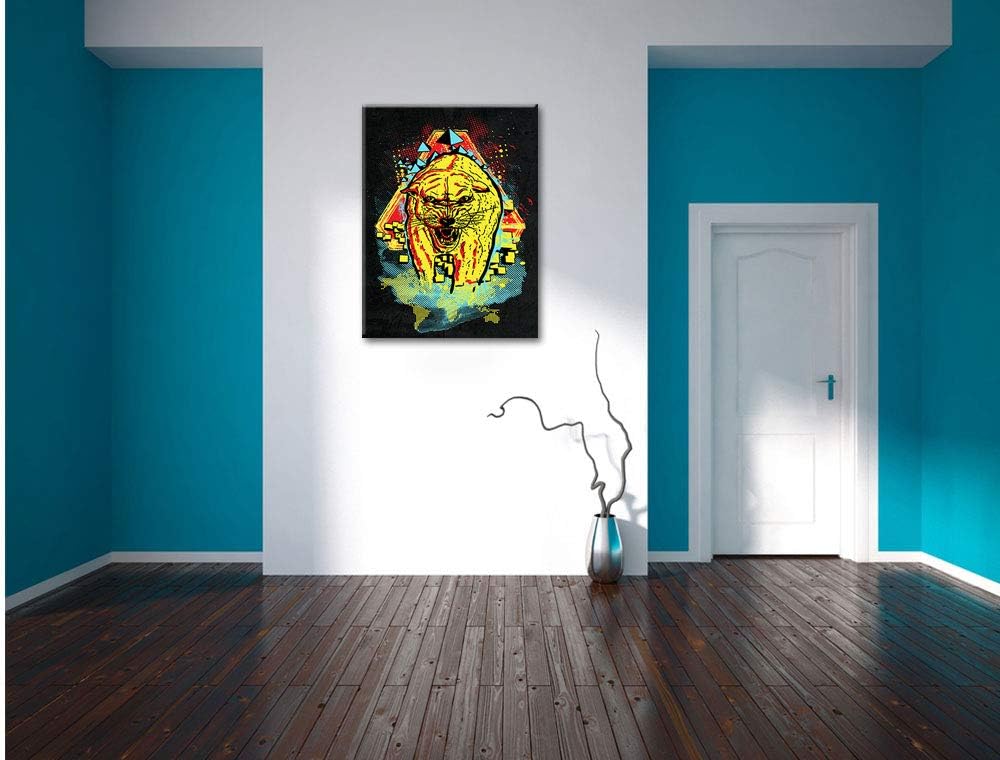 Dark Wet-Cat black Leinwand, XXL riesige Bilder fertig gerahmt mit Keilrahmen, Kunstdruck auf Wandbi