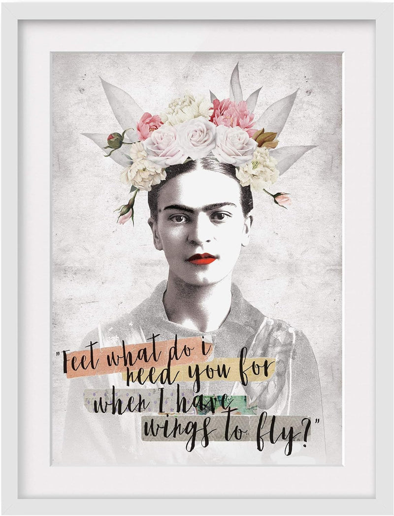 Bild mit Rahmen - Frida Kahlo - Quote - Rahmenfarbe Weiss, 70 x 50 cm 70cm x 50cm Weiss, 70cm x 50cm