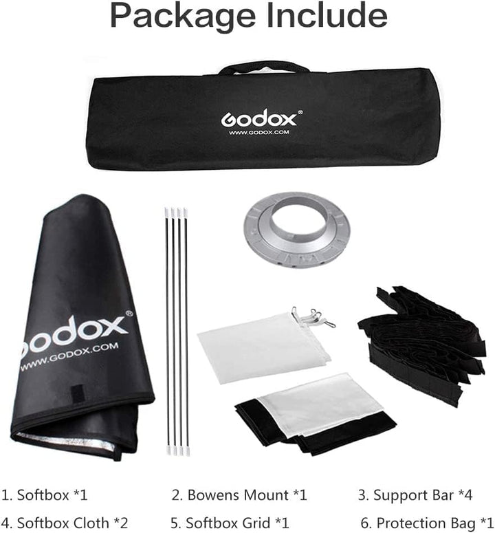 GODOX Unisex-Erwachsene Sb-fw6090-60x90 Cm Softbox W. Grid 60x90 Cm, Schwarz, One Size