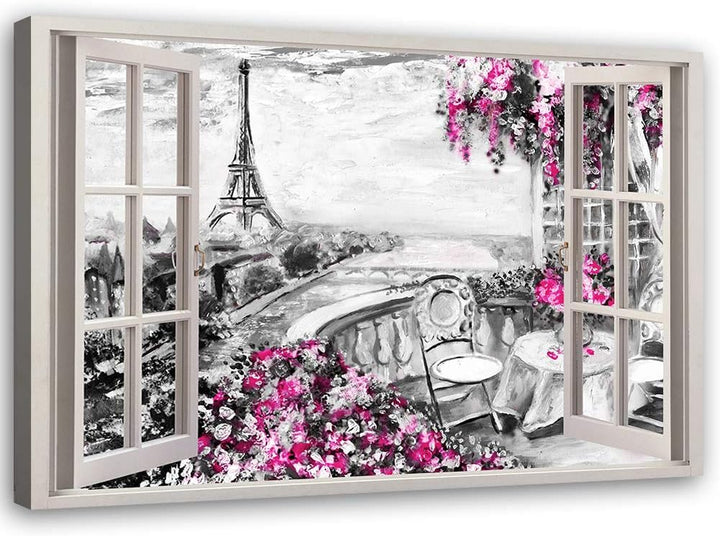 Feeby Wandbild Paris Druckbild Leinwandbild 3D Illusion Rosa 90x60 cm Leinwandbild 90x60 cm Rosa_c,