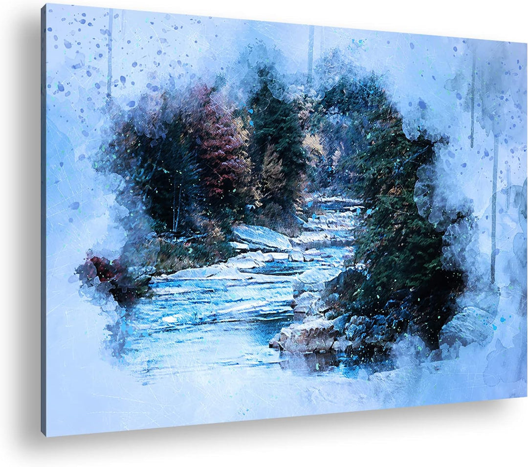 deyoli Flusslauf im zauberhaften Wald Format: 80x60 als Leinwandbild, Motiv fertig gerahmt auf Echth