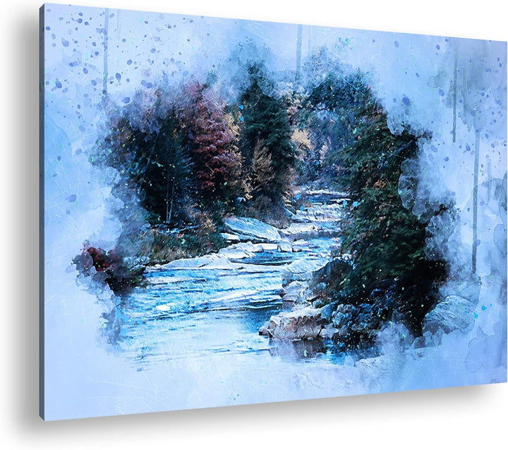 deyoli Flusslauf im zauberhaften Wald Format: 80x60 als Leinwandbild, Motiv fertig gerahmt auf Echth