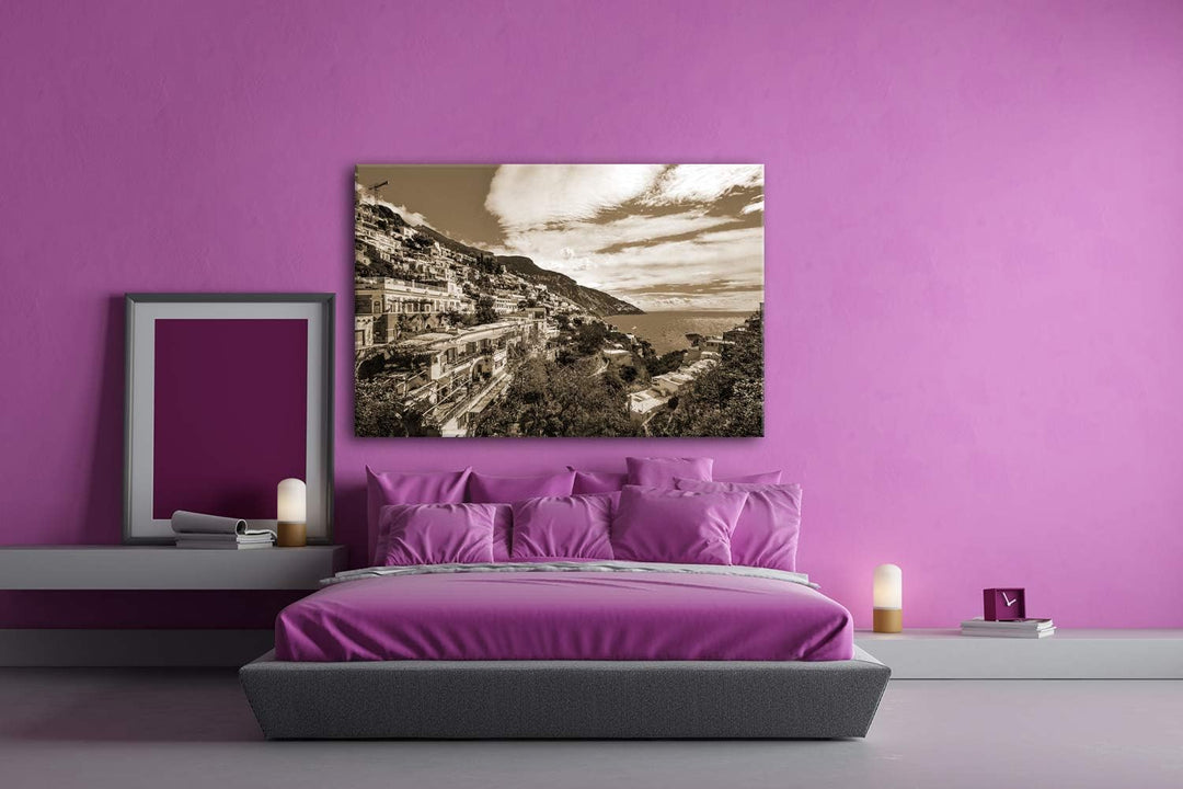 deyoli Amalfi Küste in Italien Format: 80x60 Effekt: Sepia als Leinwandbild, Motiv fertig gerahmt au