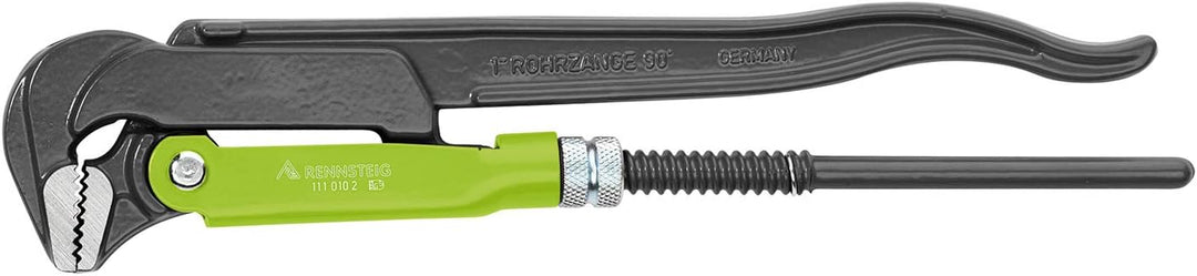 RENNSTEIG Rohrzange 90° (Öffnungsweite 0-60 mm, Länge 405 mm, Zange aus Chrom-Vanadium-Stahl, Stellm