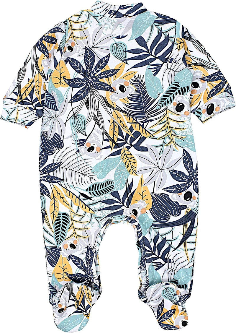 TupTam Baby Jungen Schlafstrampler Langarm Strampler Schlafanzug mit Fuss 3er Pack 92 Koala Safari S