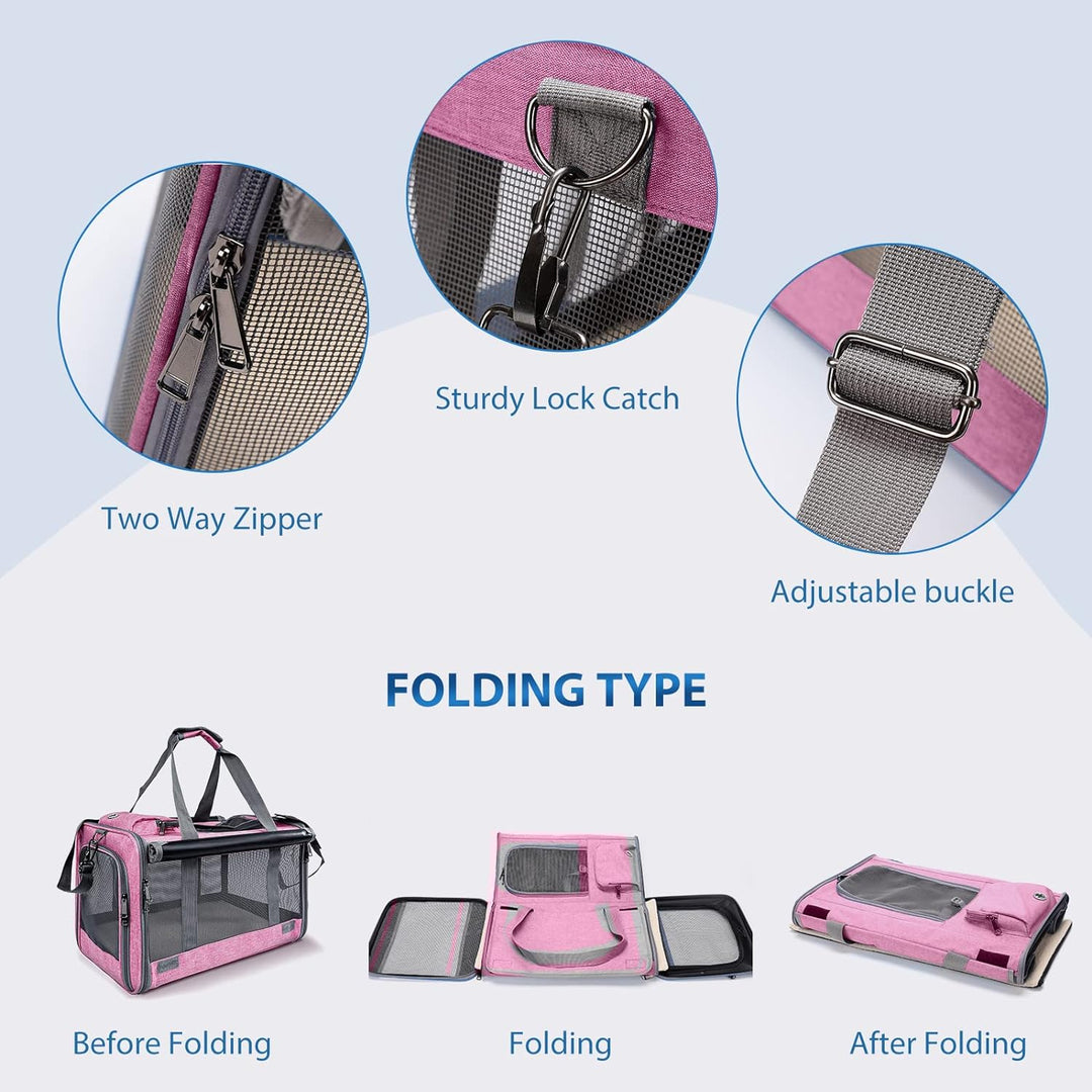 PETCUTE Katzentransportbox für grosse Katzen 20 lbs,Faltbar Hundetransportbox für Kleine Hunde,Tragb