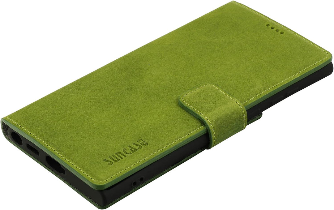 Suncase Book-Style Hülle kompatibel mit Samsung Galaxy S22 Ultra 5G Leder Tasche (Slim-Fit) Lederhül