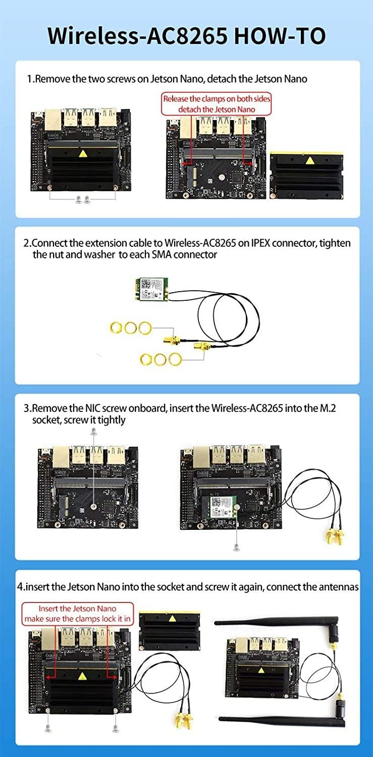 Waveshare AC8265 Wireless NIC Applicable for Jetson Nano 2.4G / 5G WiFi Bluetooth 4.2 Dual Mode Modu