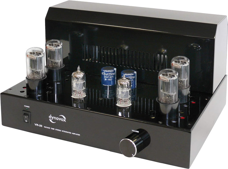 Dynavox Röhrenvollverstärker VR-20 schwarz, HiFi-Verstärker für warmen Röhren-Sound, Vintage-Design