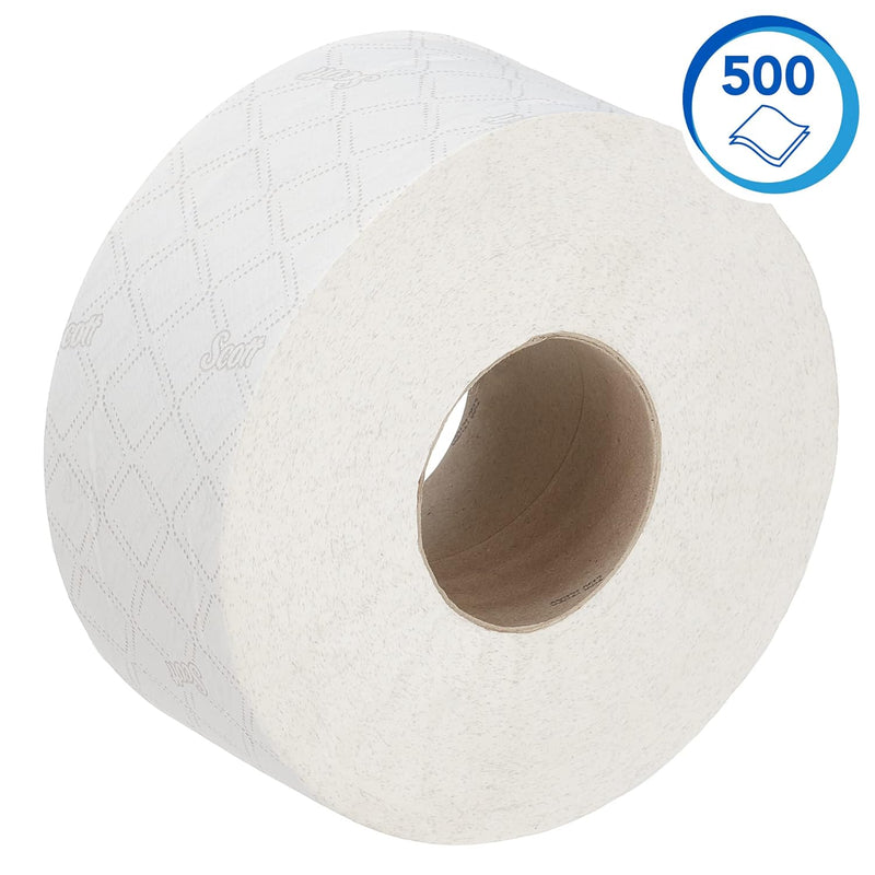 Scott Essential Jumbo Toilettenpapierrollen 8614 – 2-lagiges Toilettenpapier – 12 Rollen mit je 500