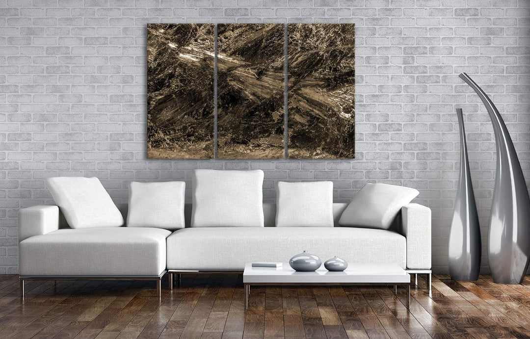 in der Natur gefundener Kristall Format: 3-teilig 120x80 Effekt: Sepia als Leinwand, Motiv fertig ge