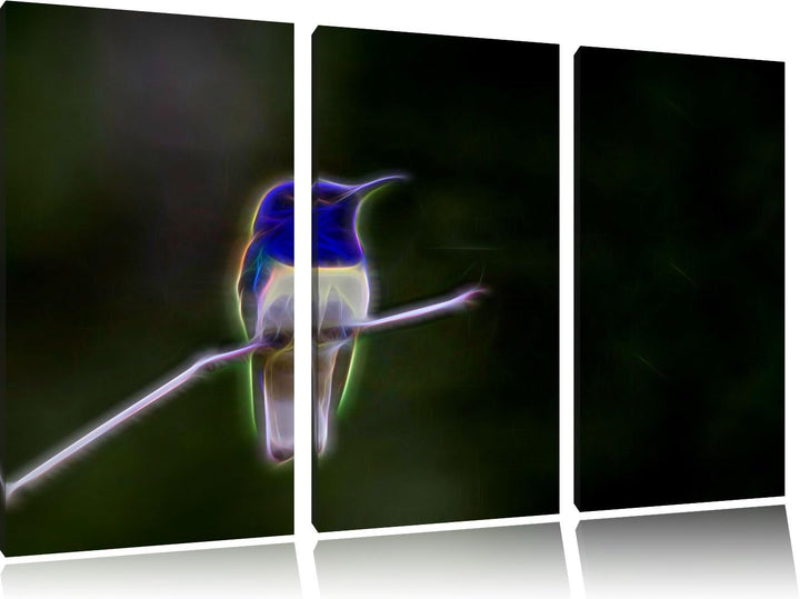 Dark kleiner farbenfroher Vogel NewArt 3-Teiler Leinwandbild 120x80 Bild auf Leinwand, XXL riesige B
