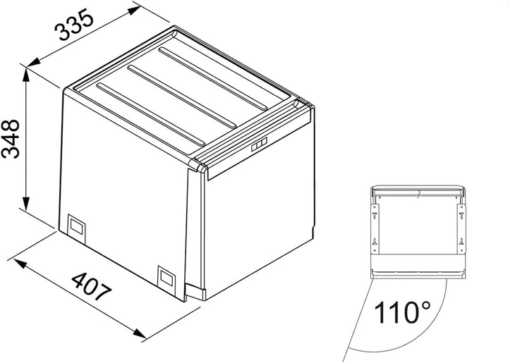 FRANKE Sorter Cube 40 Abfallsorter Abfalleimer Mülleimer Abfallsammler, schwarz, 34,8 x 33,5 x 40,7