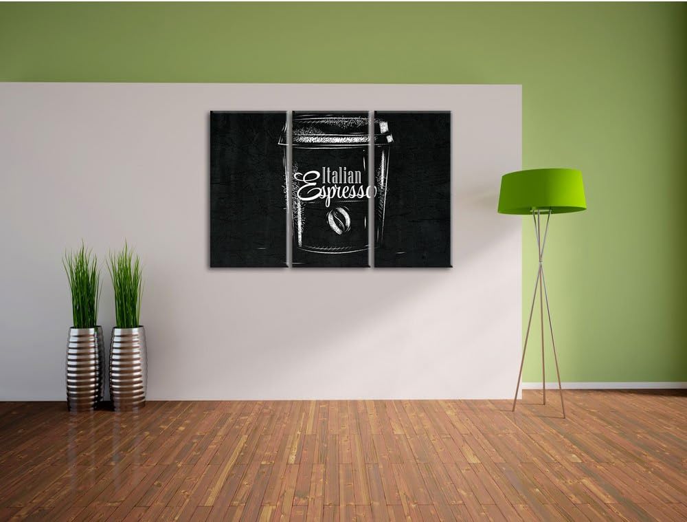 Pixxprint Italian Espresso schwarz 3-Teiler Leinwandbild 120x80 Bild auf Leinwand